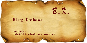 Birg Kadosa névjegykártya